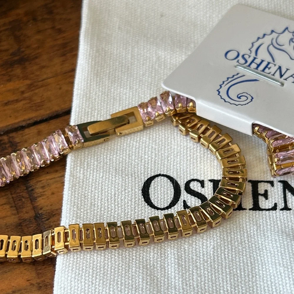 Oshena designer‎ beachwear radiant pink stone choker gold  Necklace NEW Release!